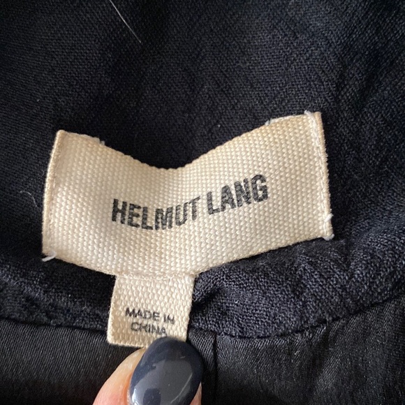 Helmet Lang black wool/cotton jacket with leather sleeves - Picture 4 of 4